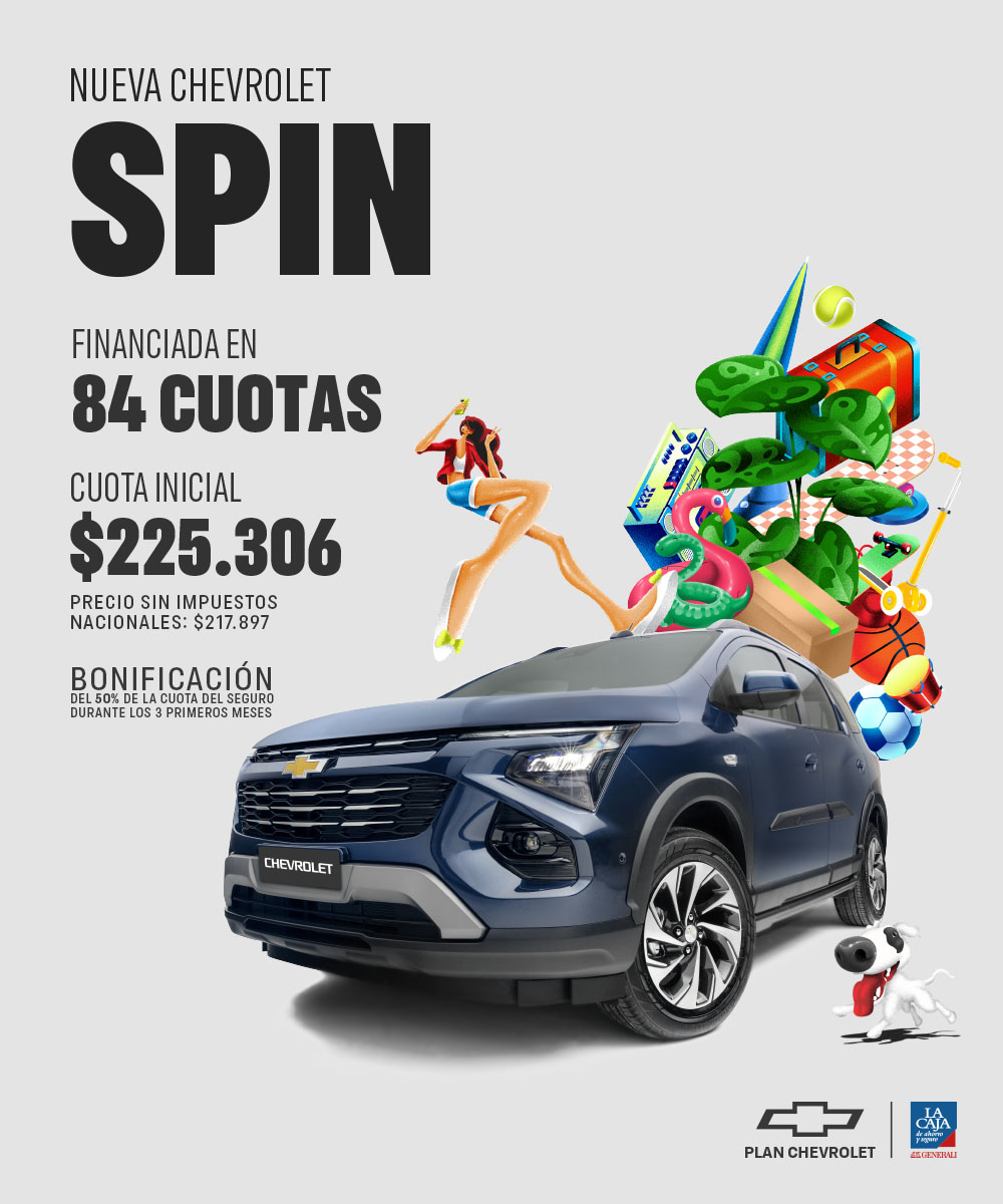 Plan Chevrolet nueva Spin, financiada en 84 cuotas